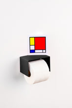 Charger l'image dans la galerie, black toilet paper holder, sleek  minimalist design. Made from powder coated stainless steel. black toilet paper holder in nice design where you can put things on top like a phone or candle or some small accessories.