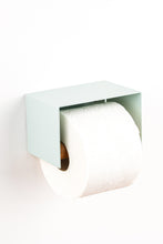 Load image into Gallery viewer, sage green toilet paper holder in nice design where you can put things on top like a phone or candle or some small accessories.