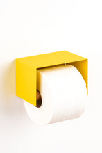 Load image into Gallery viewer, yellow toilet paper holder in nice design where you can put things on top like a phone or some small accessories
