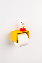 Load image into Gallery viewer, yellow toilet paper holder in nice design where you can put things on top like a phone or some small accessories