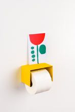 Load image into Gallery viewer, yellow toilet paper holder in nice design where you can put things on top like a phone or some small accessories