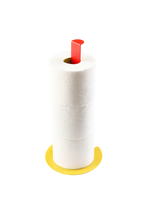 Load image into Gallery viewer, Kitchen paper dispenser or holder for extra toilet rolls in yellow and red combination