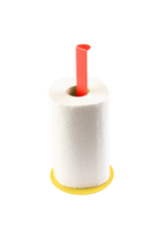Load image into Gallery viewer, Kitchen paper dispenser or holder for extra toilet rolls in yellow and red combination