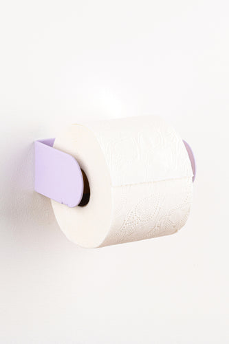 Purple lavender toilet paper holder. Sleek and minimalistic design, made from fine structure powder coated stainless steel.