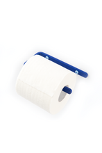 Load image into Gallery viewer, deep blue toilet paper holder with ice blue screws
