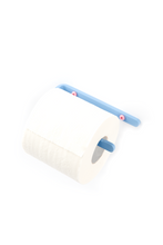 Load image into Gallery viewer, Ice blue toilet paper holder with pink screws
