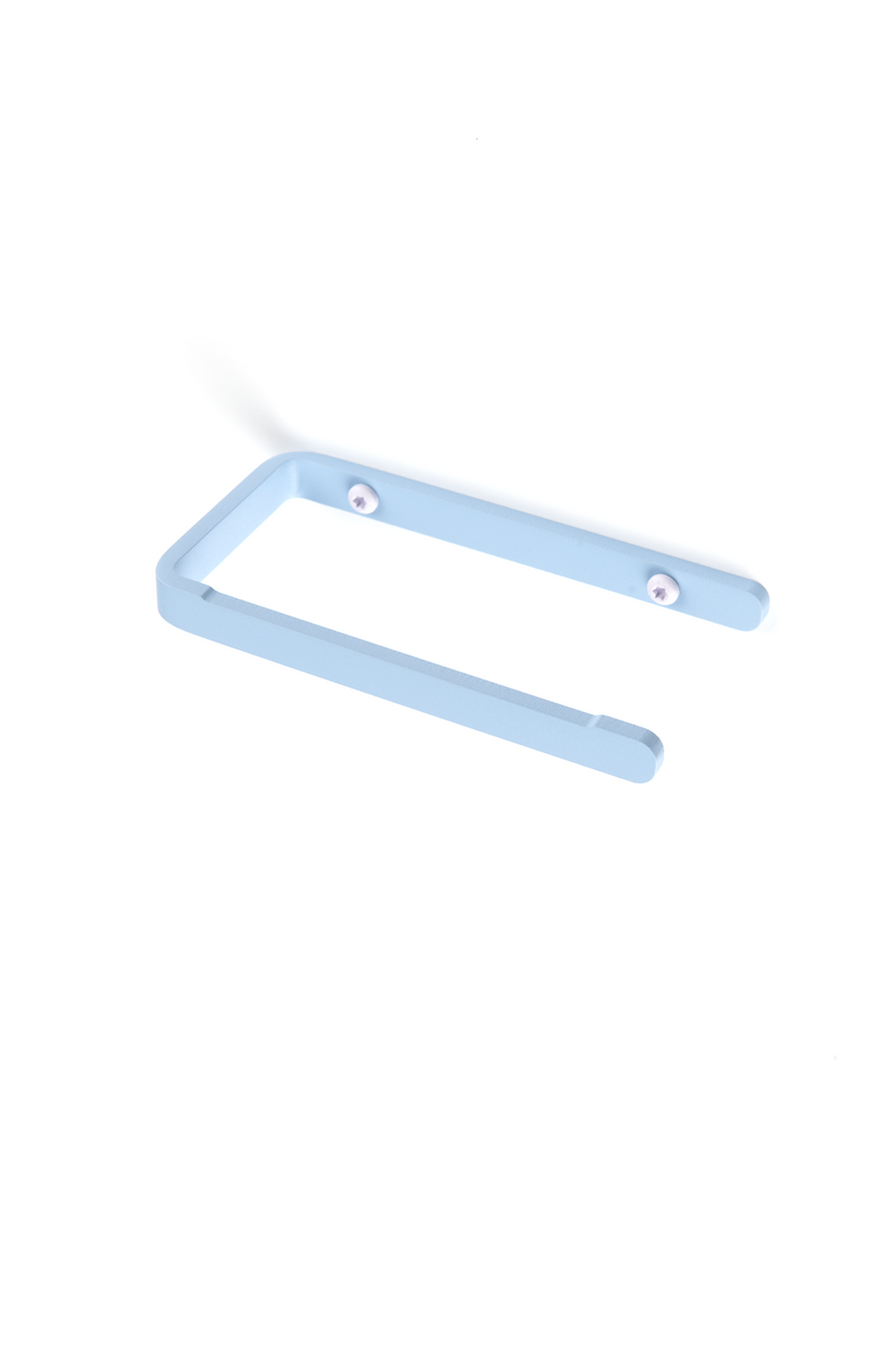 Ice blue toilet paper holder with lavender screws