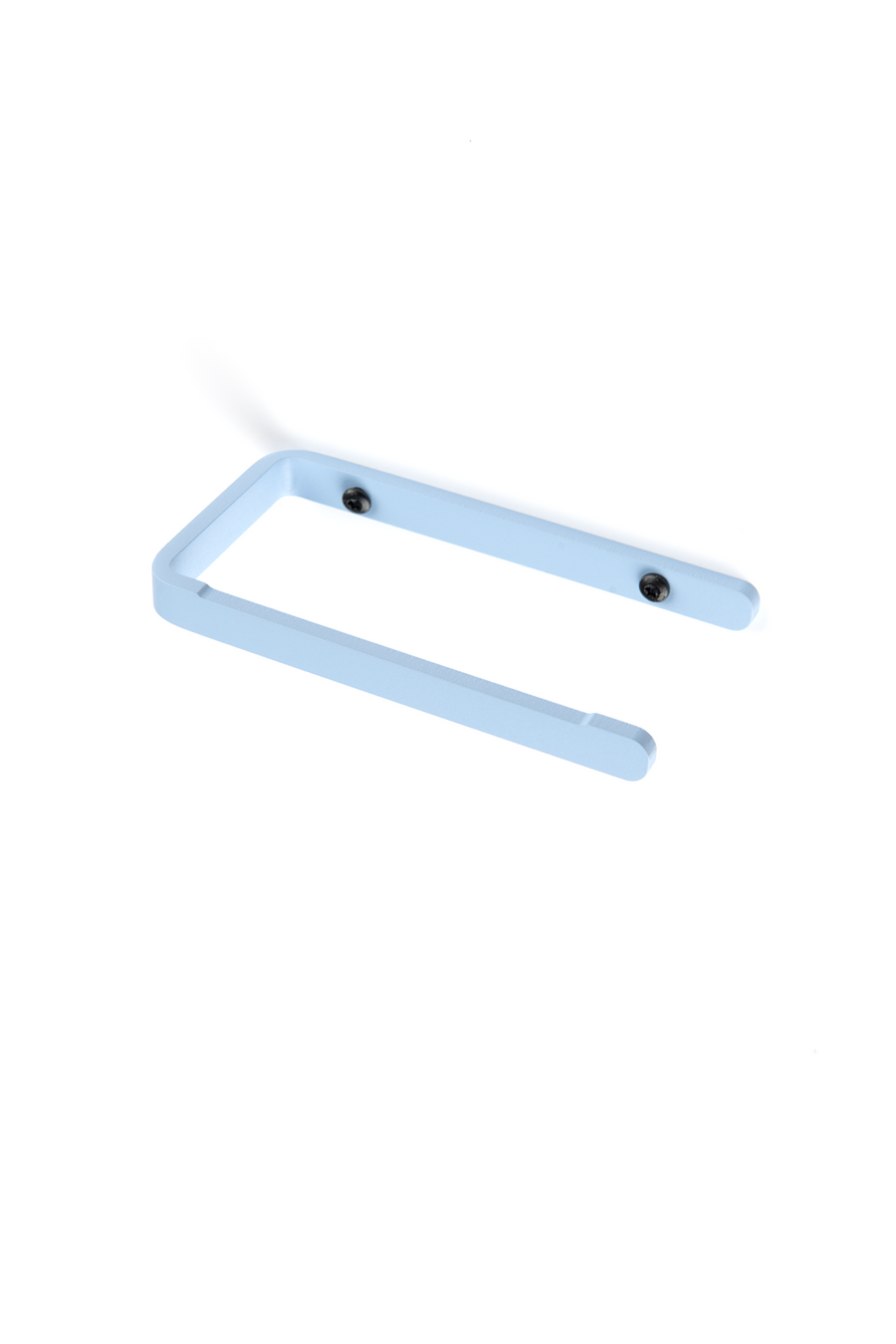 Ice blue toilet paper holder with black screws
