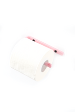 Load image into Gallery viewer, Pink toilet paper holder with black screws
