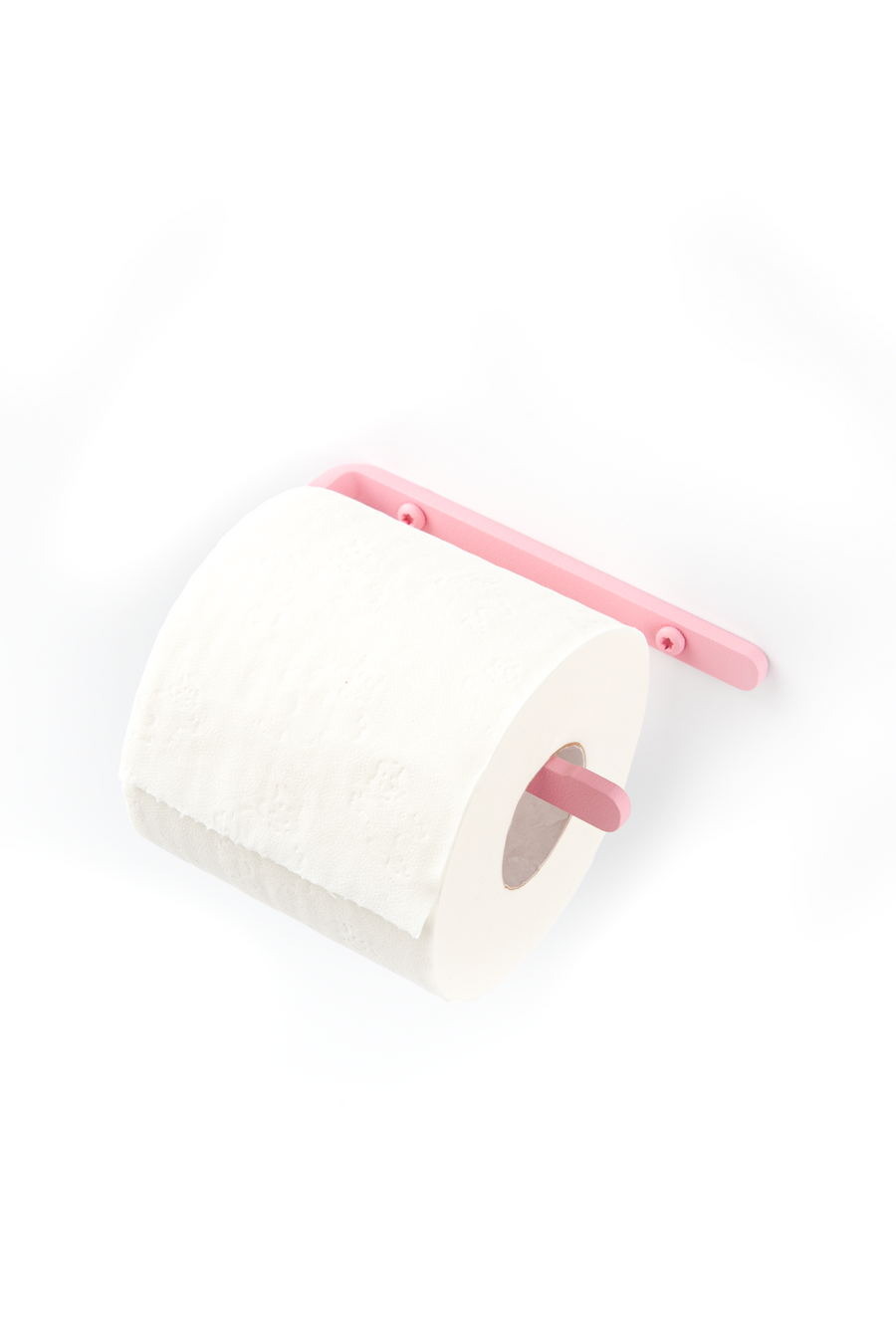Pink toilet paper holder with pink screws