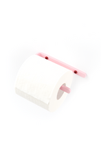 Load image into Gallery viewer, Pink toilet paper holder with deep red screws
