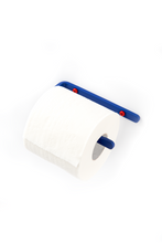 Load image into Gallery viewer, deep blue toilet paper holder with  red screws
