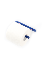 Load image into Gallery viewer, deep blue toilet paper holder with  pink screws
