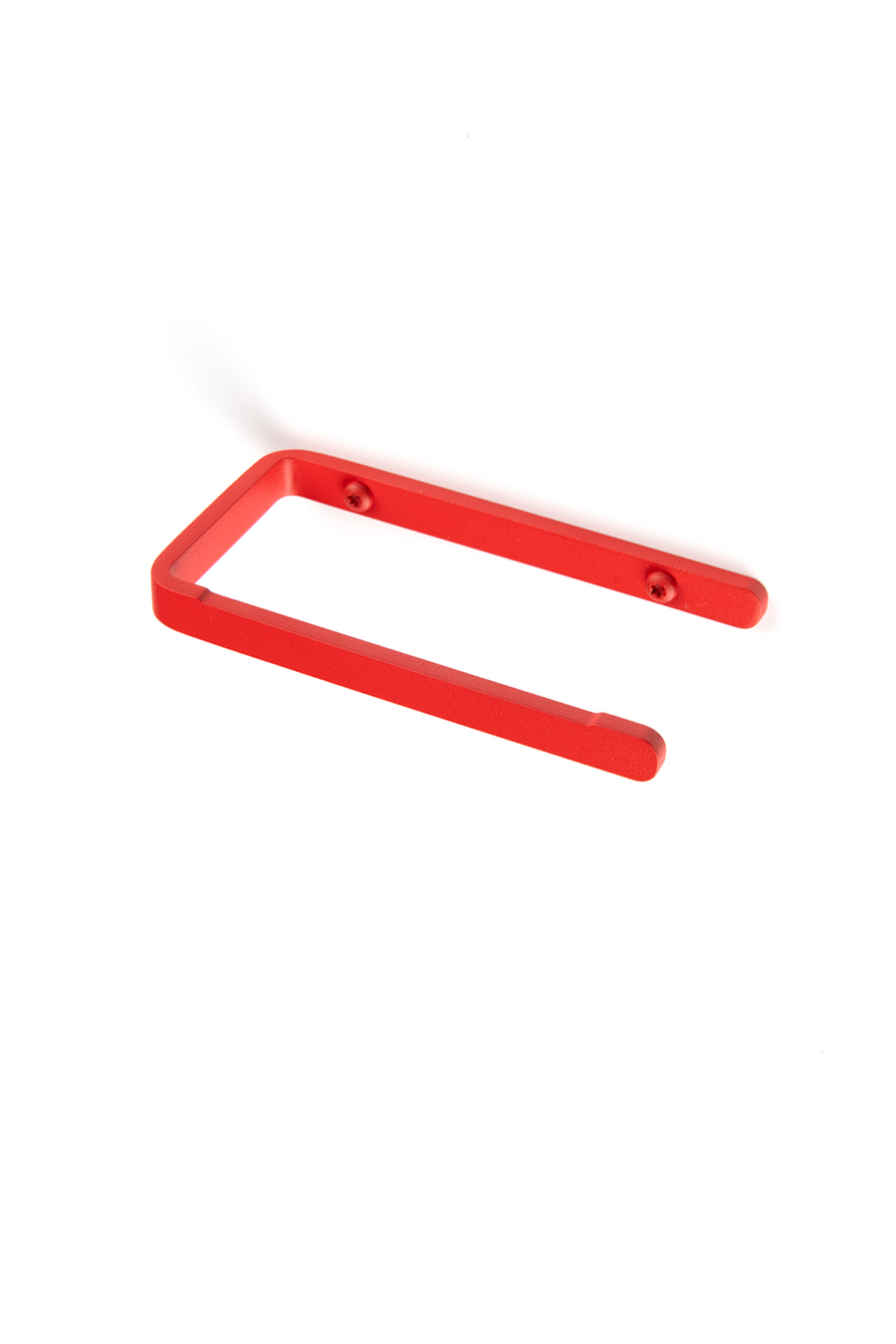 red stainless steel toilet paper holder with red screws