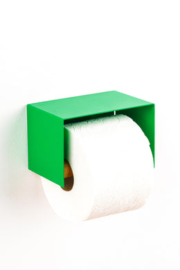 toilet paper holder with shelf in green ral 6037
