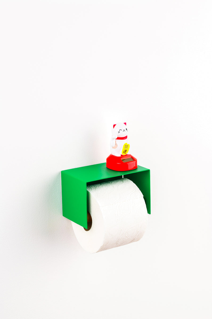 toilet paper holder with shelf in green ral 6037