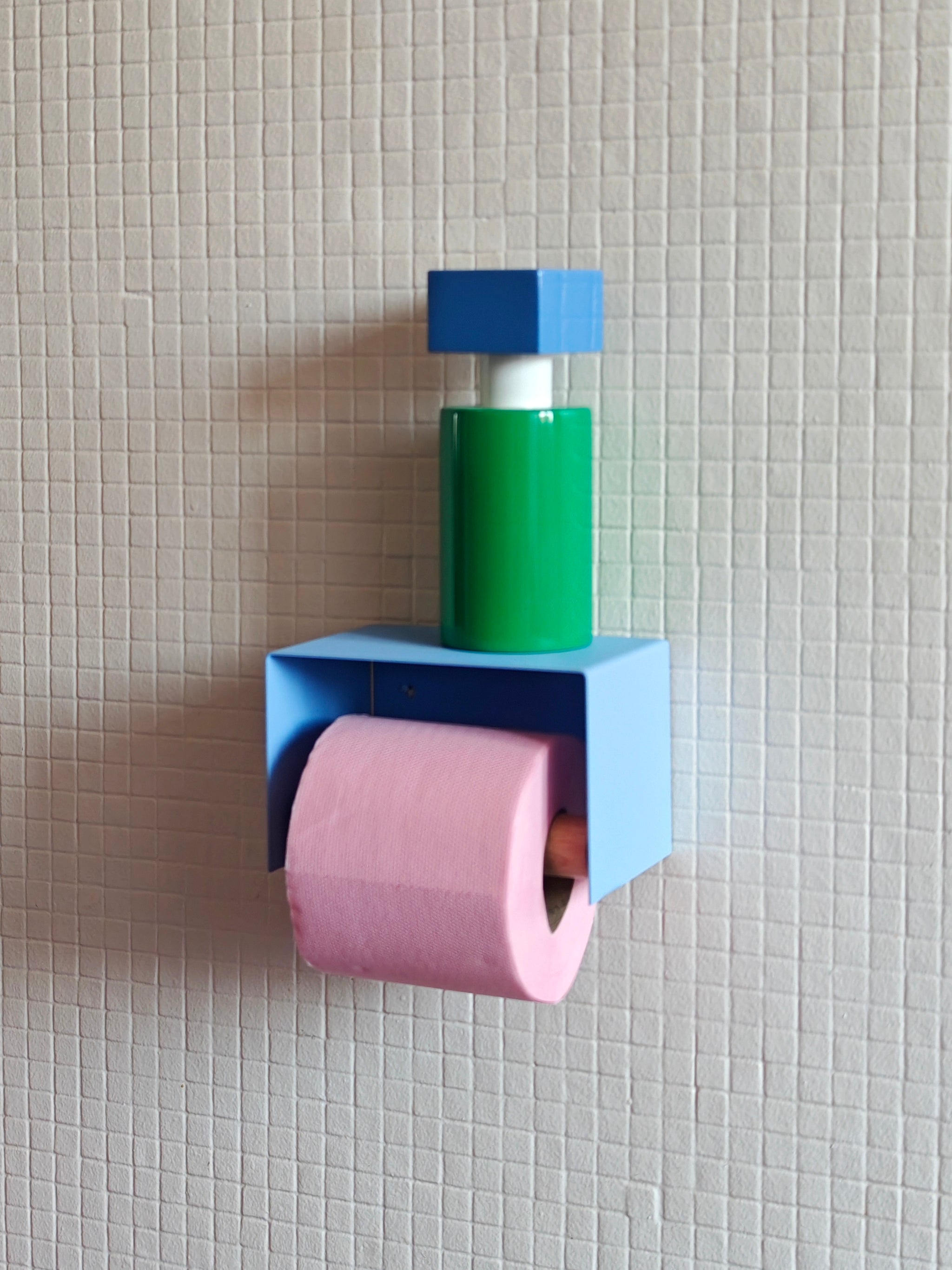 Praia Toilet Paper Holder with Shelf – Ice Blue Stainless Steel
